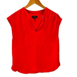 J. Crew 365 Orange Cap Sleeve Blouse with Mandarin Collar Size S